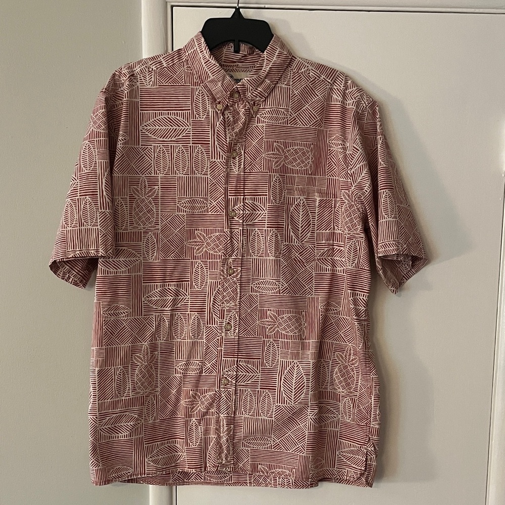 Reyn Spooner Red and White Geometric Men's Shirt